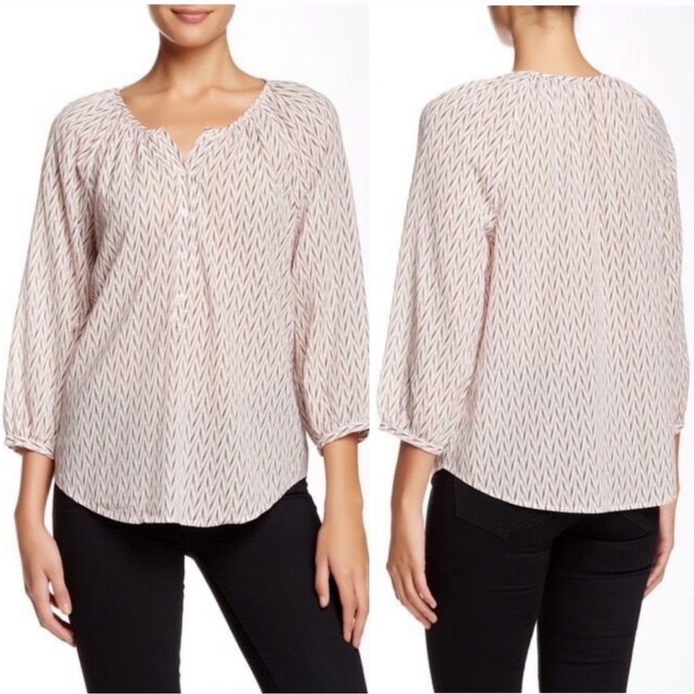 Joie Mabelle Geometric Print 3/4 Sleeves Blouse